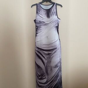 Elegant Gray Marble Print Dress